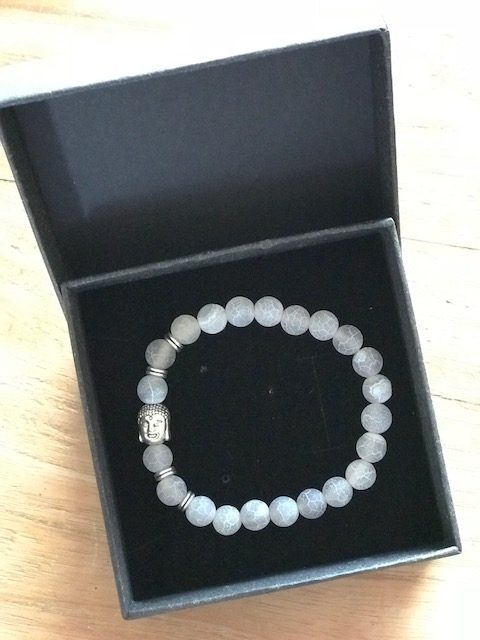 Armband Natuursteen Edelsteen Grijs Wit