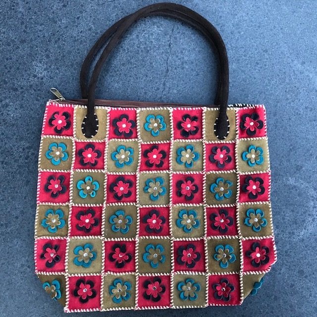 Patchwork schoudertas rits gevoerd tas