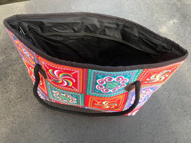 Schoudertas gekleurd borduursels ritssluiting #002