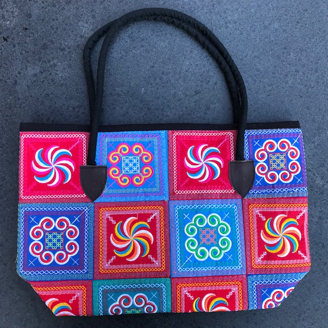 Schoudertas gekleurd borduursels ritssluiting