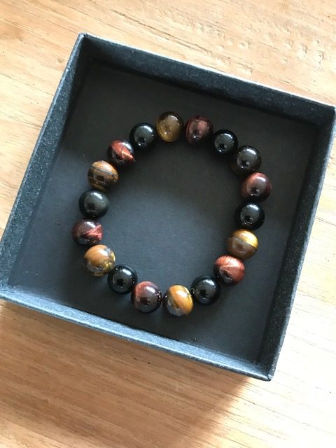 Armband Natuursteen Edelsteen Tijgeroog Groot Zwart Zwarte Onyx