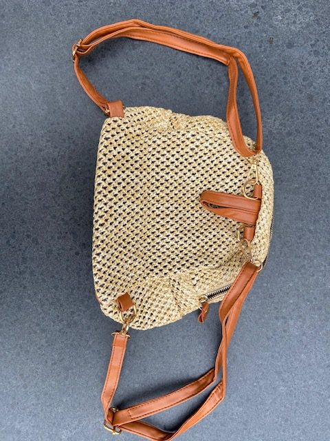 Rugtas gevlochten beige ritssluiting #001