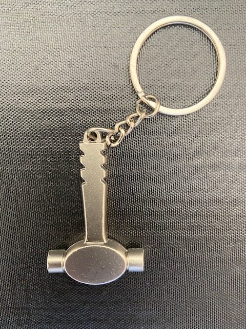 Hamer Gereedschap Sleutelhanger ijzer metaal zilverkleurig klusser timmerman hout