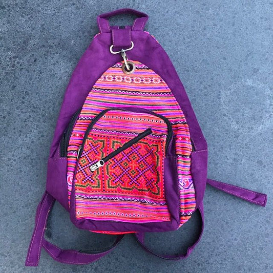 Schoudertas rugtas borduursels rits gevoerd