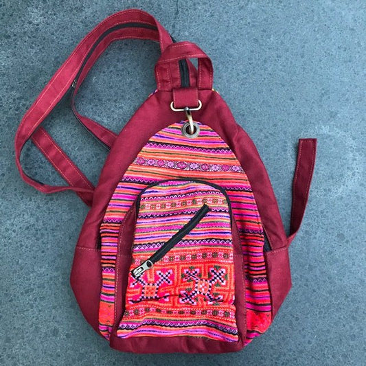 schoudertas rugtas gekleurd borduursels rits handmade