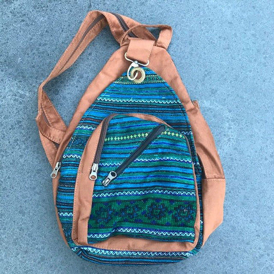 Handgemaakte schoudertas rugtas gekleurd borduursels rits gevoerd