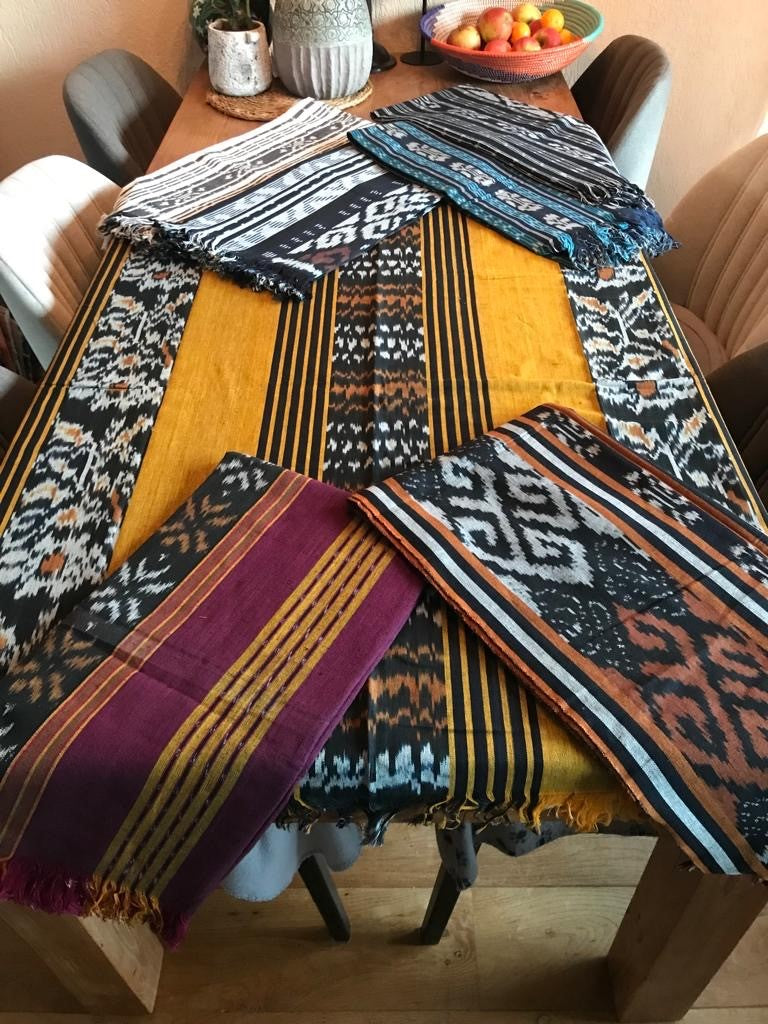 Ikat Tafelkleden 250x120 cm, handgeweven, 100% katoen, Multi-use product #003