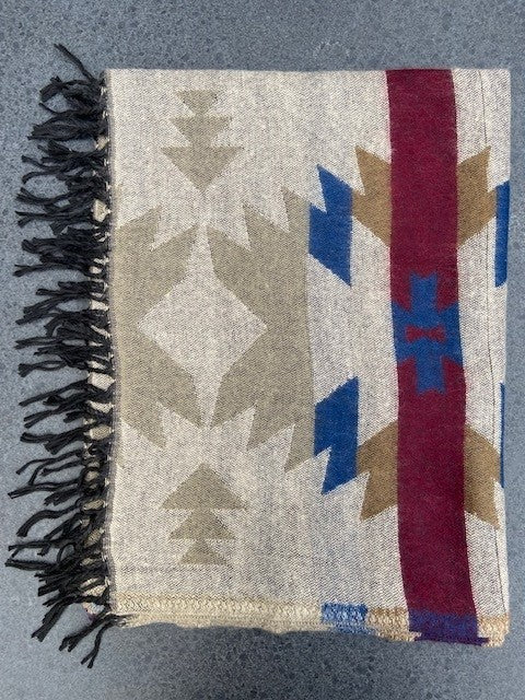 Sjaal Nepalees traditioneel, Nepalese woolen shawl traditional Fairtrade #002