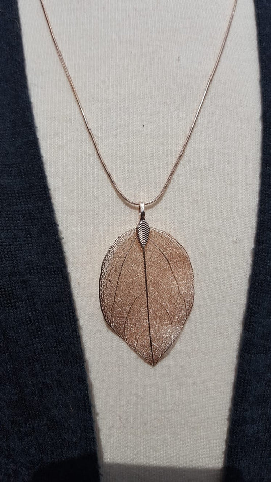 Ketting Hanger echt Natuur Blaadje Rose Goud Sieraad