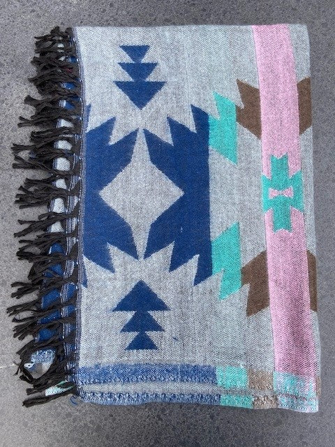 Sjaal Nepalees traditioneel, Nepalese woolen shawl traditional Fairtrade #005