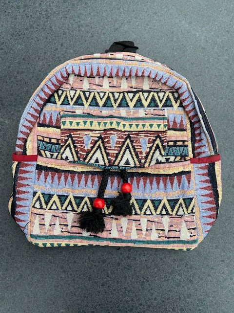 Rugtas katoen kwastjes fairtrade handgemaakt