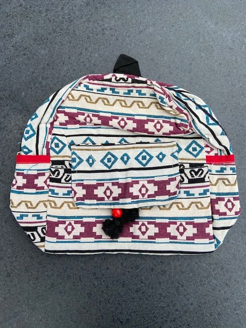 Rugtas katoen kwastjes fairtrade handgemaakt