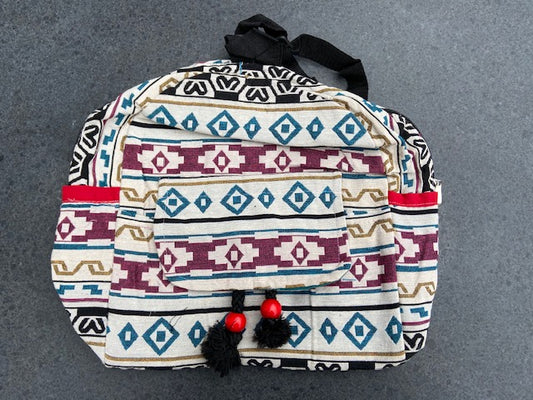 Rugtas katoen kwastjes fairtrade handgemaakt