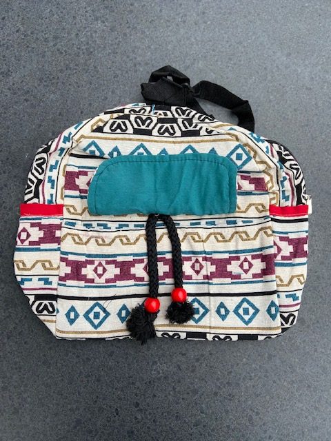 Rugtas katoen kwastjes fairtrade handgemaakt