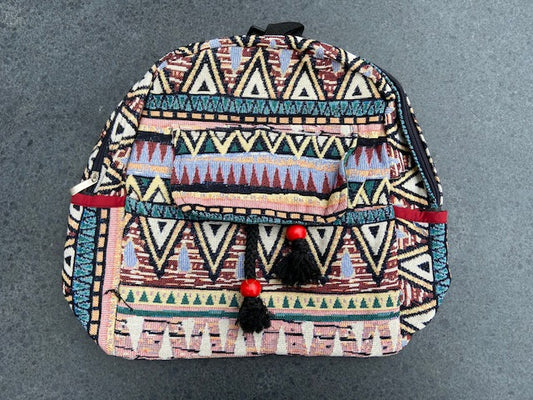 Rugtas katoen kwastjes fairtrade handgemaakt