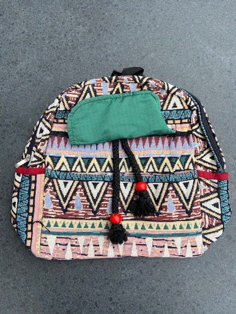 Rugtas katoen kwastjes fairtrade handgemaakt