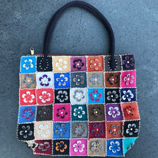 Patchwork schoudertas rits gevoerd tas