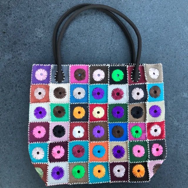 Patchwork schoudertas rits gevoerd tas