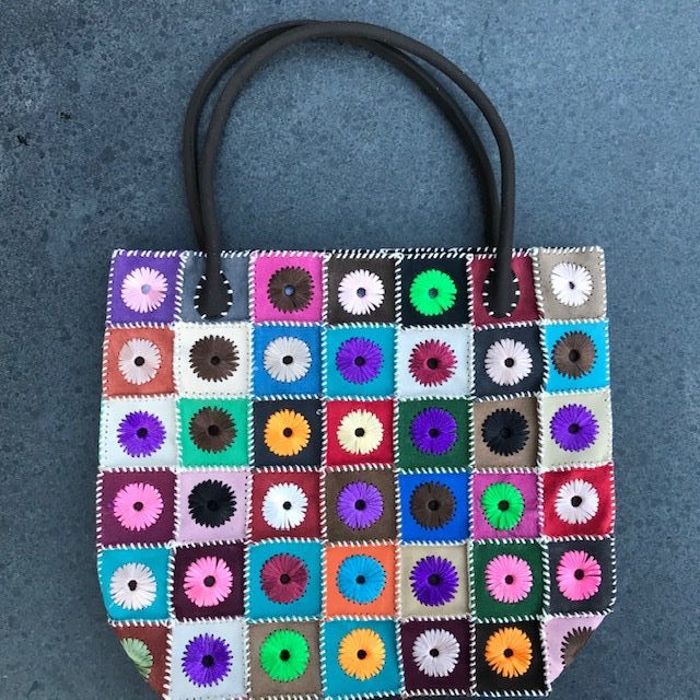 Patchwork schoudertas rits gevoerd tas