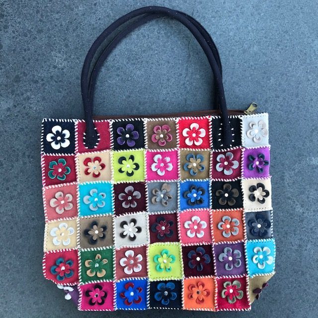 Patchwork schoudertas rits gevoerd tas