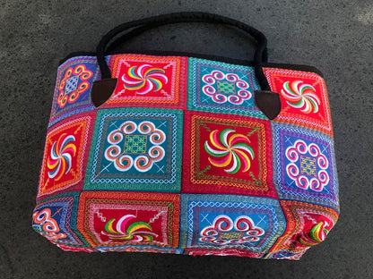 Schoudertas gekleurd borduursels ritssluiting #002