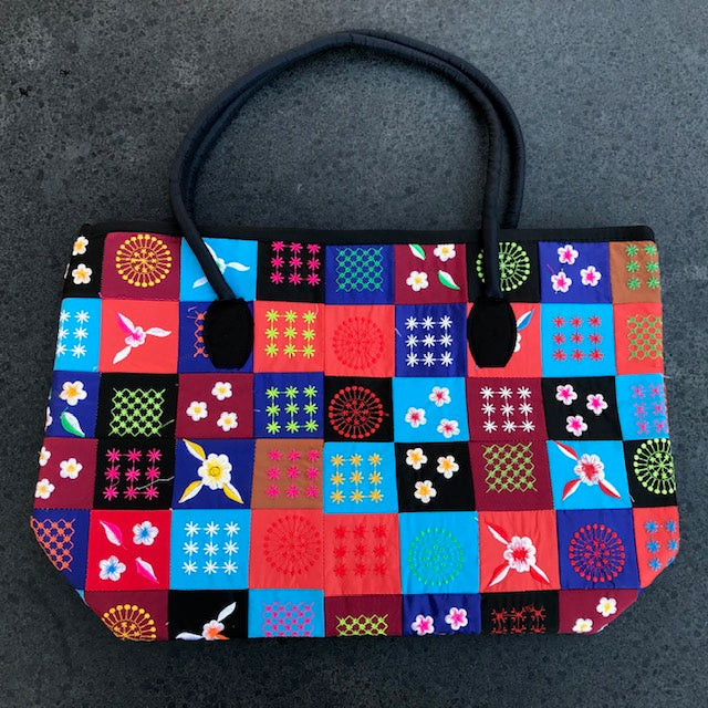 Schoudertas gekleurd borduursels ritssluiting