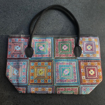 Schoudertas gekleurd borduursels ritssluiting