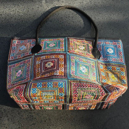 Schoudertas gekleurd borduursels ritssluiting #006