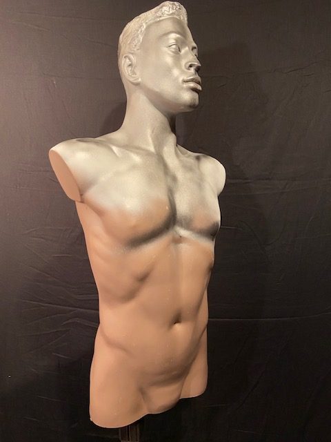 Vintage design display doll heren handgemaakt borst hoofd beeld Aad Verboom